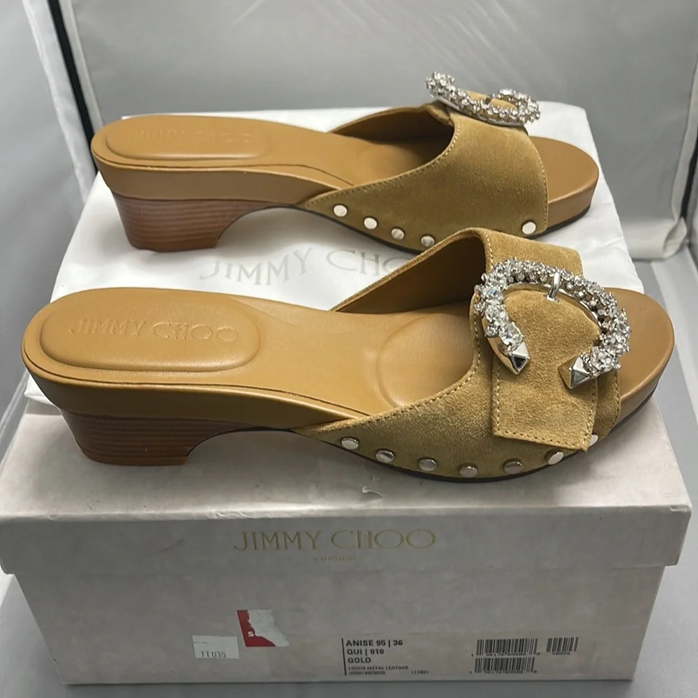 Brand new never worn Jimmy Choo ANISE 95 Gold Liquid Metal Sandal QUI/010 Size36 - Picture 4 of 15